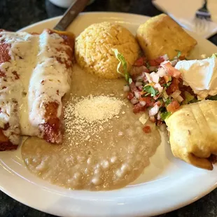 Combinations of chicken enchiladas &amp; chimichanga number 5.