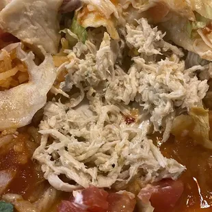 Plain boiled chicken with no spices and cold in the middle