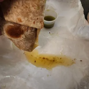 The grease was literally a steady stream coming out the bottom of my burrito.  So gross.