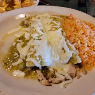 The lunch chicken enchiladas are superb!