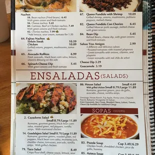 menu