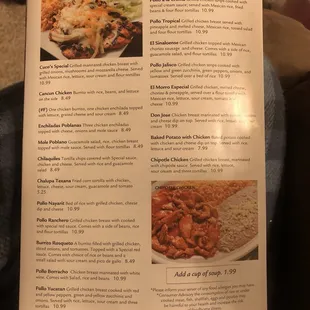 a menu for a mexican restaurant