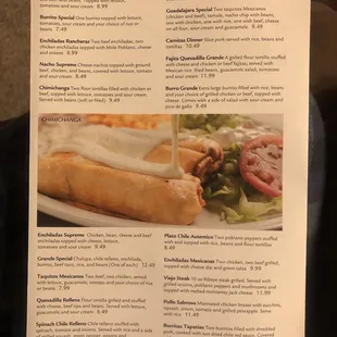 a menu for a mexican restaurant