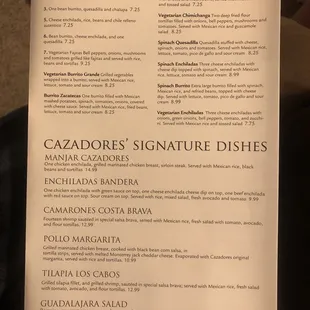 a menu for a restaurant