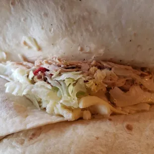 Chicken soft tacos... no too much extra