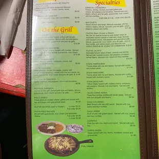 the menu