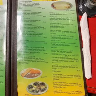 the menu