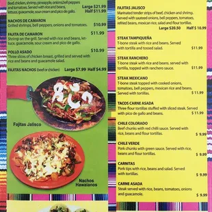 a menu for a mexican restaurant