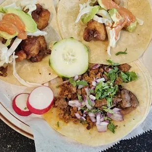 Shrimp Taco and  Chorizo Taco