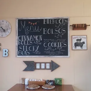 a chalkboard with a menu on it