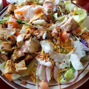 Grilled chicken salad with a toothpick? Not good
