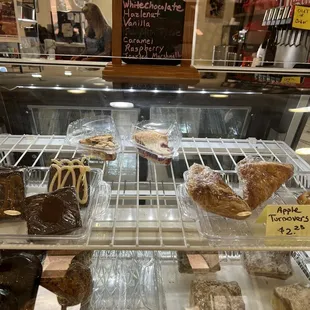 Dessert Case and list of coffee syrups