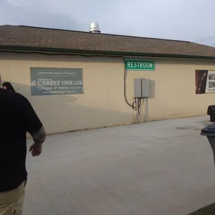 Restrooms without the mural.