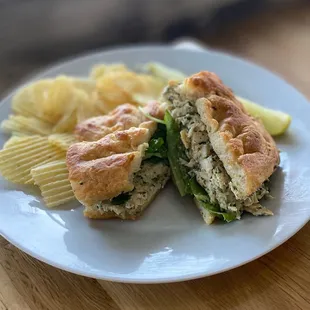 a sandwich and chips