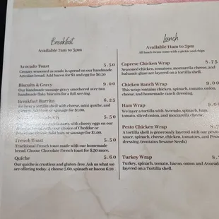 menu