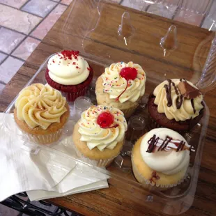 Maple bacon, banana split, chef special, pooh bear, and red velvet