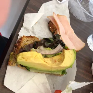 Once it&apos;s unwrapped there&apos;s one huge piece of avocado and 2 slices of turkey the avocado was hard