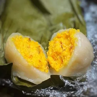 the inside of a dumpling