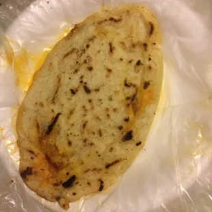 This is a tlacoyo with cheese and chorizo, will add coriander, onion, and salsa!  My mouth is watering!
