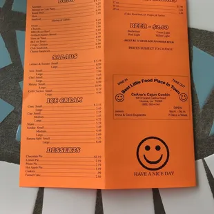 Menu back