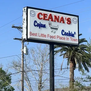 The road sign, the food was delicious