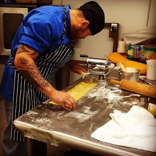 chef Carlos hitting the homemade pasta!