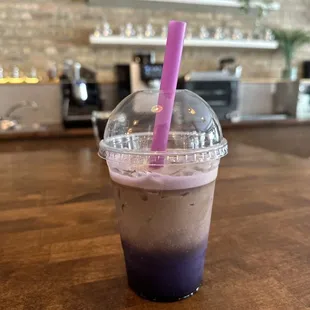 Ube iced latte