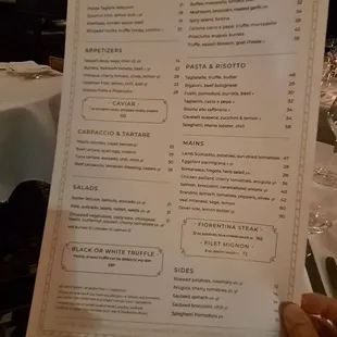 a menu for a restaurant