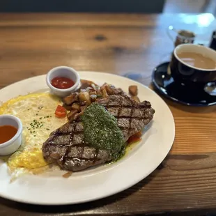 Steak and eggs I highly recommend!