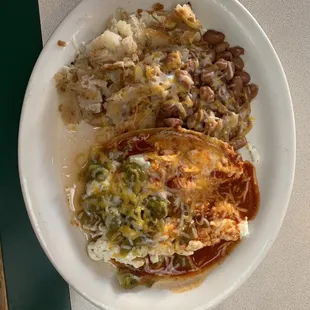 Huevos rancheros (egg whites) with Christmas sauce (both red &amp; green chili sauces)