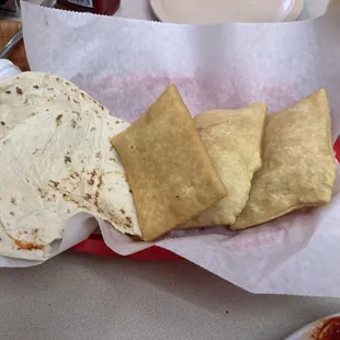 Sopapillas and handmade tortillas.