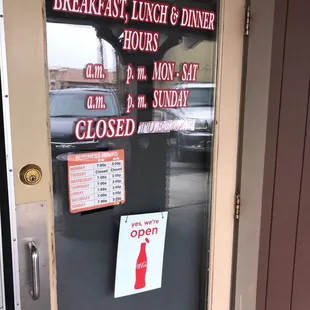 Hours and days of operation