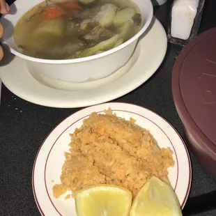 Small order of cocido de res comes with side of rice.