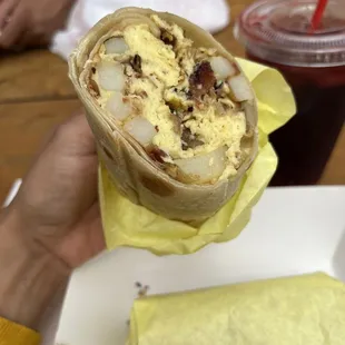 Bacon egg potato burrito