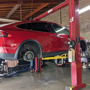 Tesla model X getting a suspension service