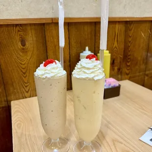 Brownie Malt (left) &amp; Banana Malt (right)