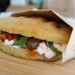 House Focaccina, Caponata, Burrata.