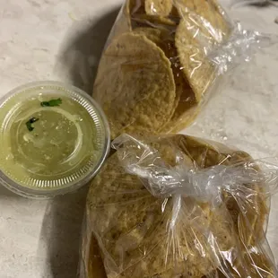 Chips and salsa for the burritos