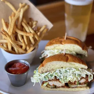 a sandwich and fries
