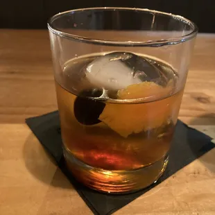 Wonderful cedar smoked infused bourbon Old Fashon