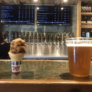 Revival IN lager and chocolate pecan marshmallow soft serve beer cone