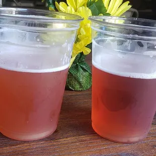 Blackberry sour and a Blood Orange Ale