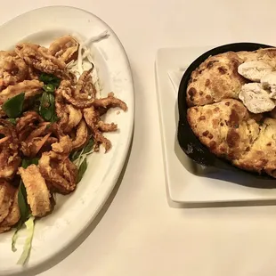 Left: calamari. Right: heavenly biscuits