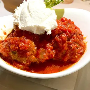 Wagyu Beef &amp; Veal Meatballs house-made daily with ricotta, mascarpone cream, marinara and herbs
