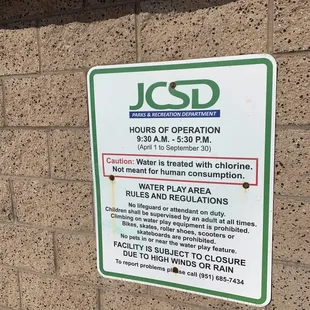 Splash pad hours of operation. It shut down 10 mins early.