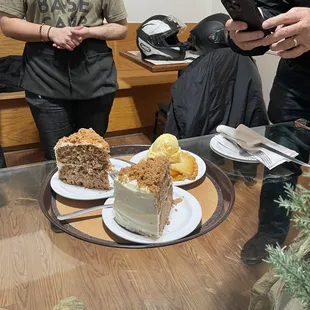 Carrot cake and peach pie!