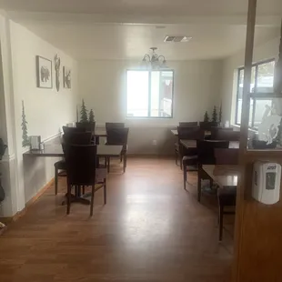 the dining room and kitchen