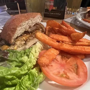 Kentucky Burger- veggie burger and Sweet Potato Fries