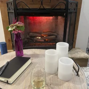 The storm rolled in a perfect night for the fireplace