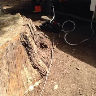 Above ground electrical cord.